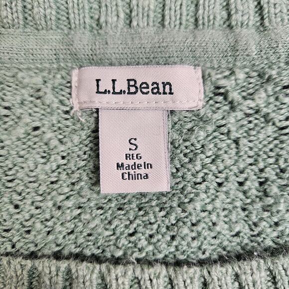 L.L Bean Women's Mint Green Knit Sweater Size Small 3/4 Sleeve Button Shoulder - Picture 3 of 6